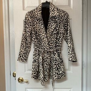VTG 90’s Betsey Johnson Animal Print Leopard Velvet Jacket Trench Coat